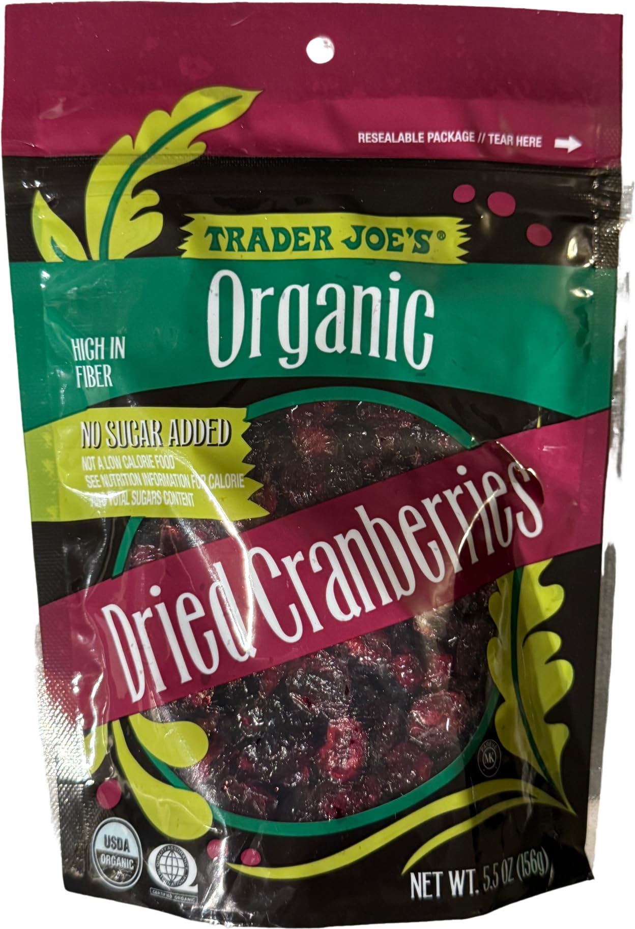 Amazon.com: Trader Joe's Organic Dried Cranberries, No Sugar Added